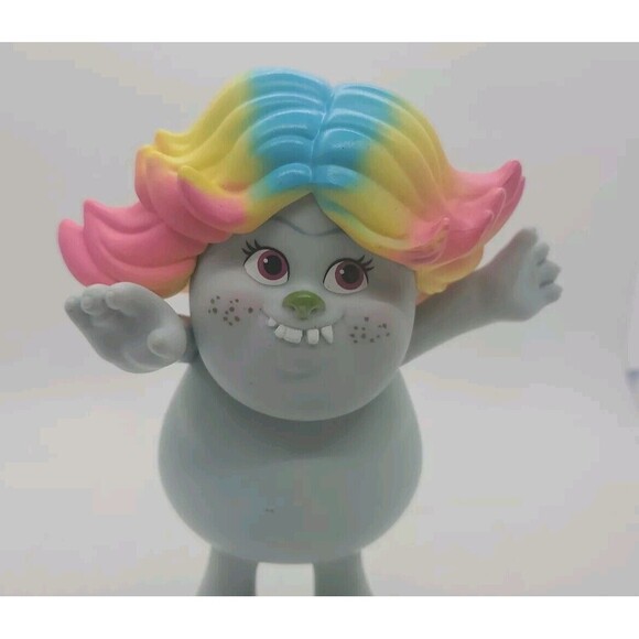 Trolls Dreamworks Bridget Gray Girl Troll Rainbow Hair 6” Girl Plastic Toy Doll - Picture 2 of 10